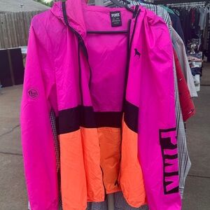 PINK Victoria's Secret Vivid Pink and Orange Utility Jacket